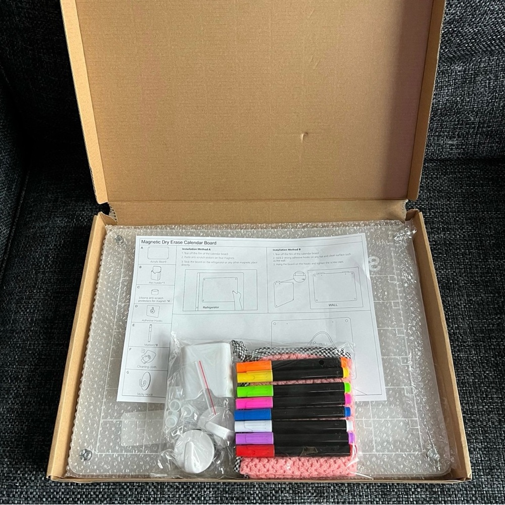 NIB Dry Erase Wall Calendar with Markers and Erasing Cloth